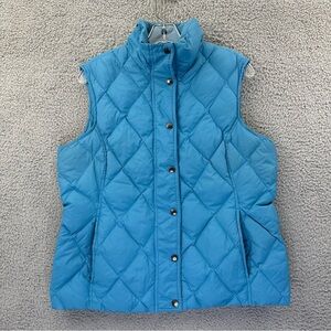 Lands' End Down Feather Puffer Vest Teal Blue Snap Button Outdoor Travel Wmn‎ M